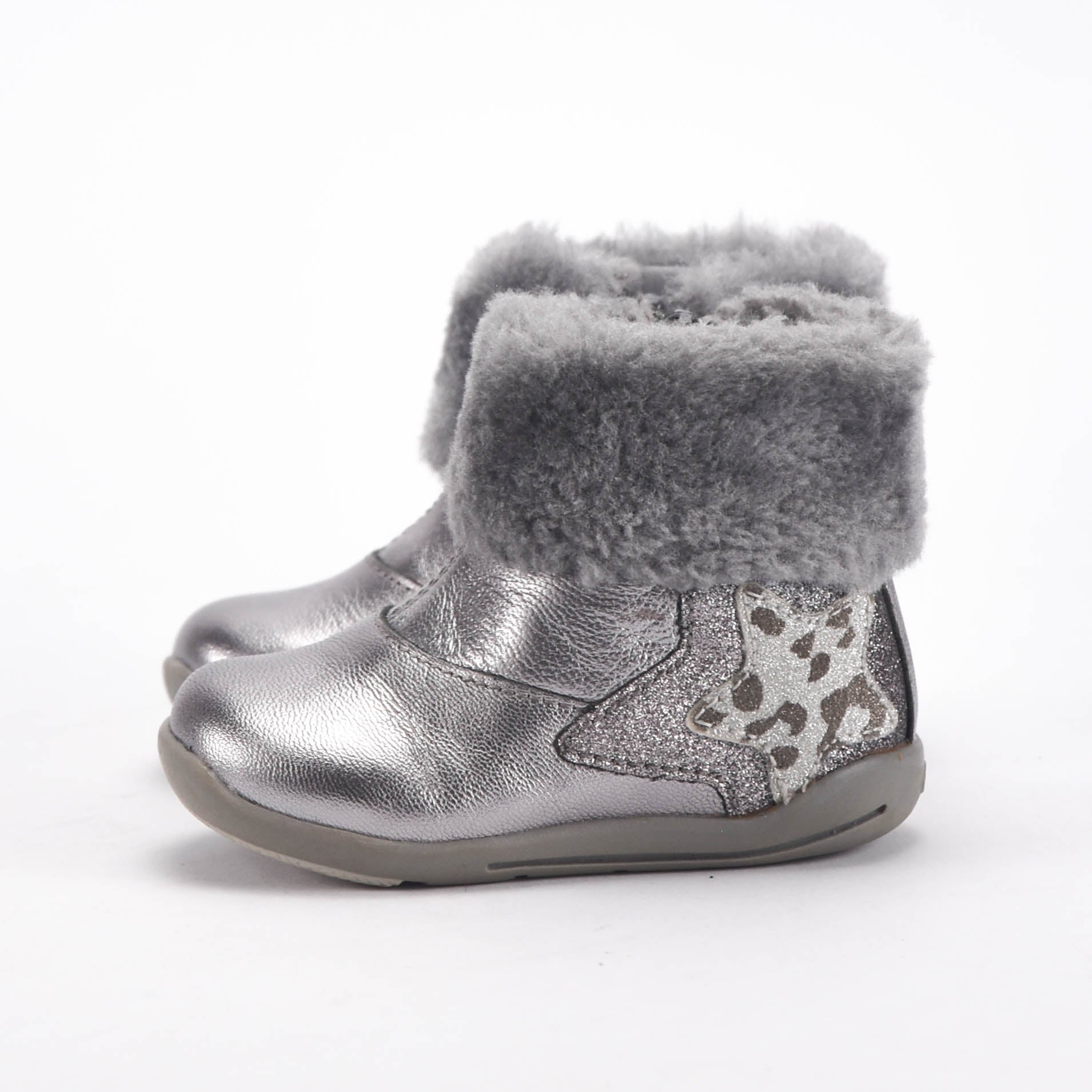 Chicco Bottines Argentées Fourrées Souples Bébé Fille
