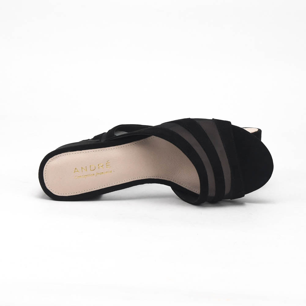 André Mules à Talons Élégantes Noir Femme