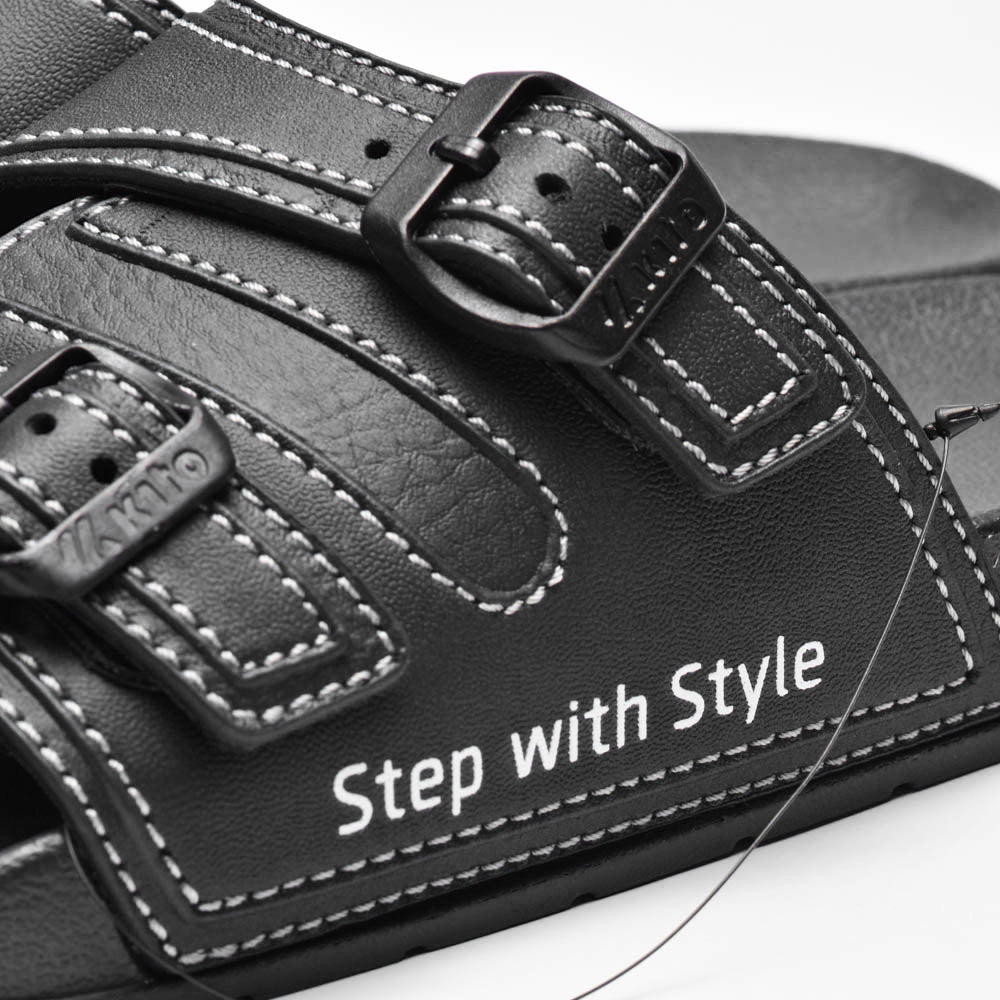 Kito Claquettes Confortables à Boucles Noir Homme