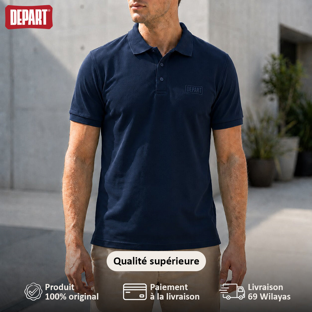 Départ Polo Homme Bleu Marine Élégant et Confortable