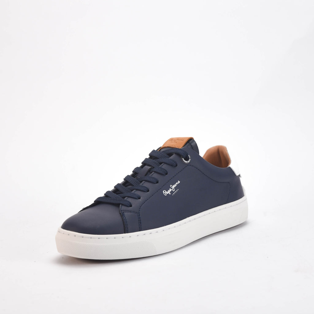 Pepe Jeans Sneakers Adams en Cuir Bleu Marine Homme