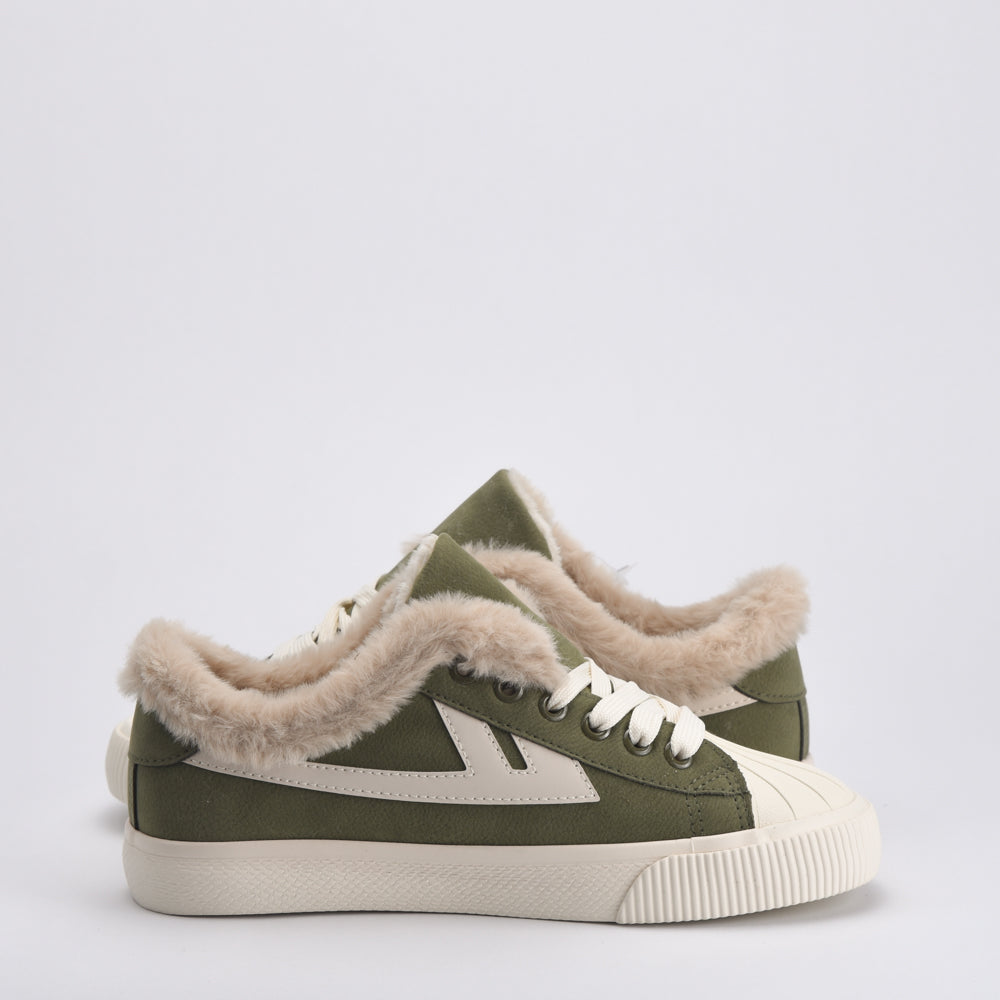 Warrior Baskets Fourrées Hiver Femme Vert Olive
