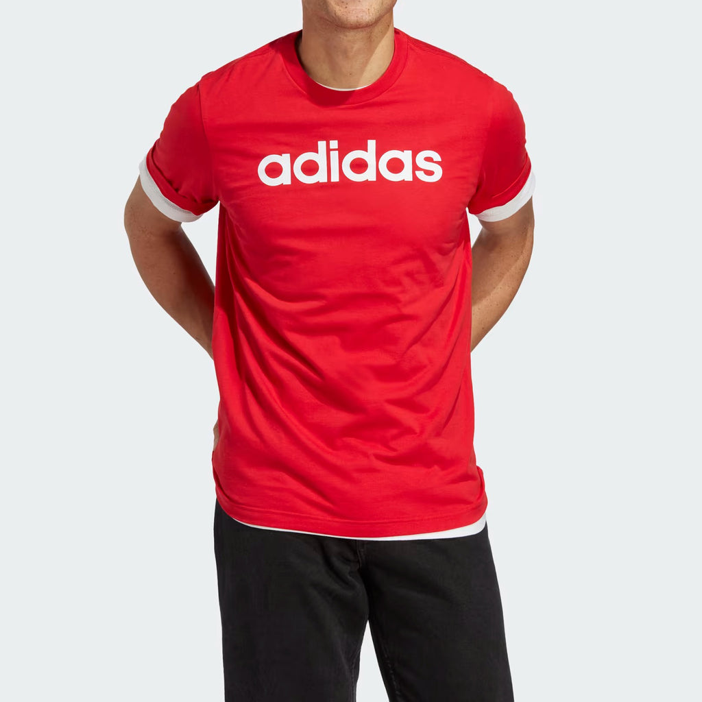 Adidas T-shirt Essentials Logo Brodé Rouge Homme