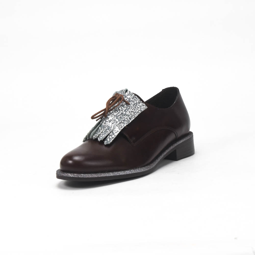 André Chaussures Richelieu Cuir Marron à Franges Femme