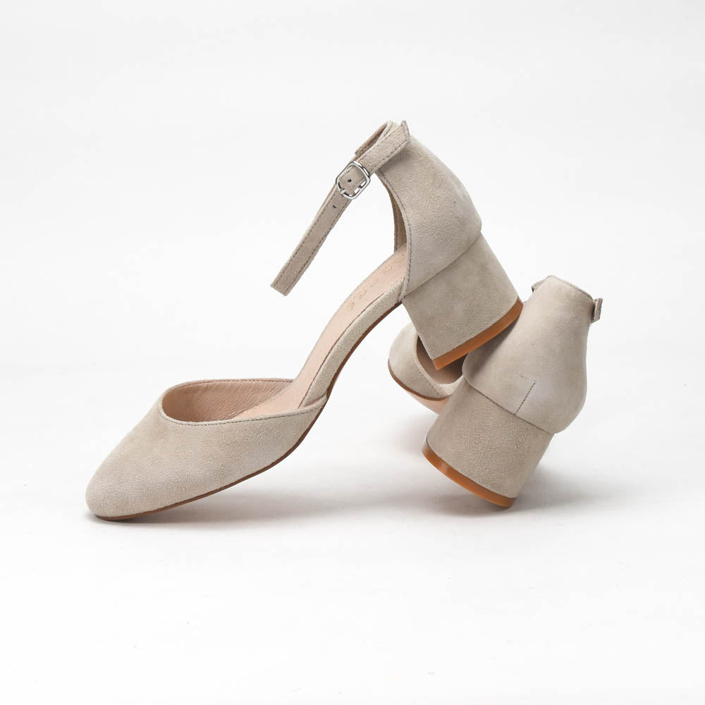André Escarpins à Bride Daim Beige Femme