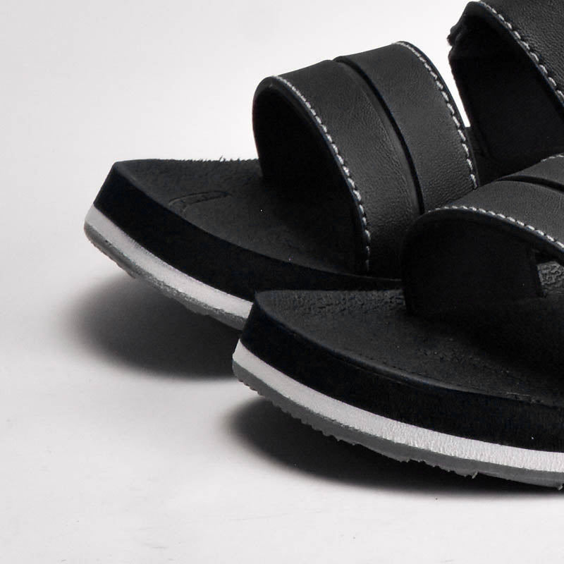 Kito Sandales Confortables à Scratch Noir Homme