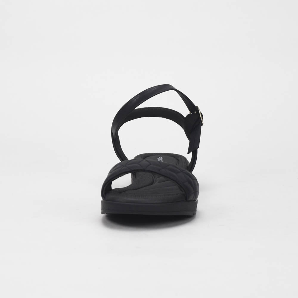 Piccadilly Sandales Confortables Matelassées Noir Femme