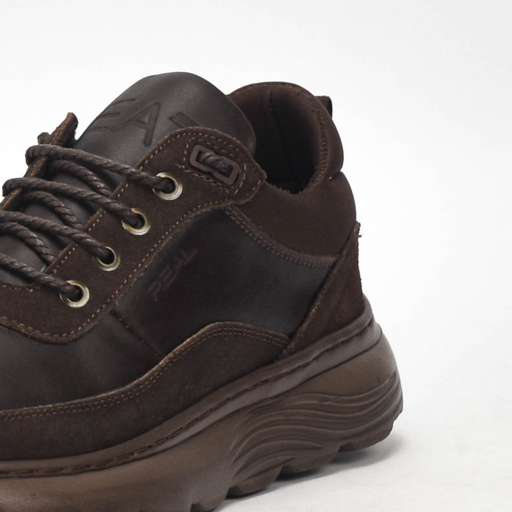 Real Shoes Baskets Marron Confortables Homme