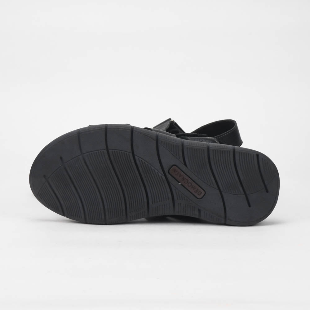 Democrata Sandales Confortables en Cuir Noir Homme