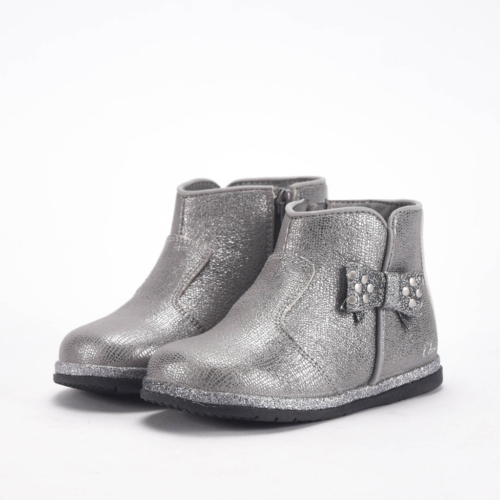 Chicco Bottines Argentées Brillantes avec Nœud Fille