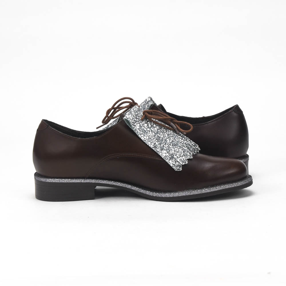 André Chaussures Richelieu Cuir Marron à Franges Femme