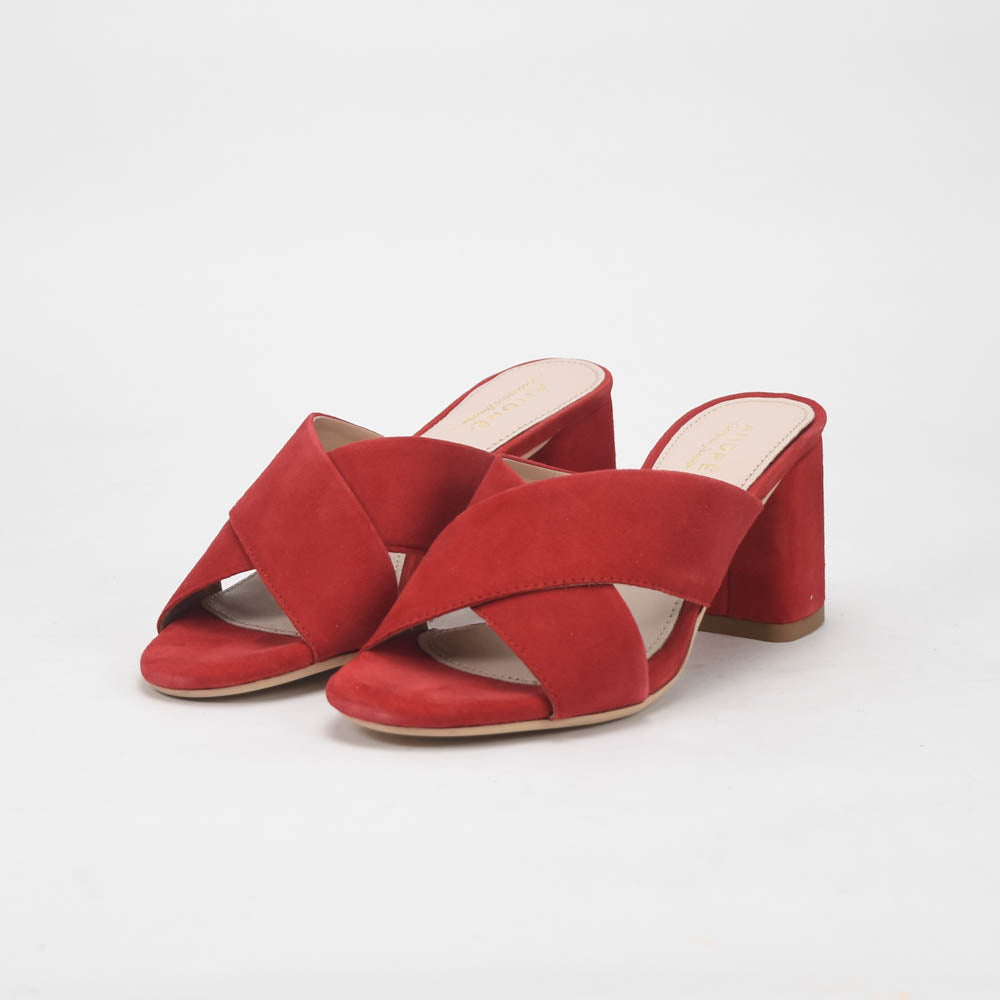 André Mules à Talons Daim Rouge Femme