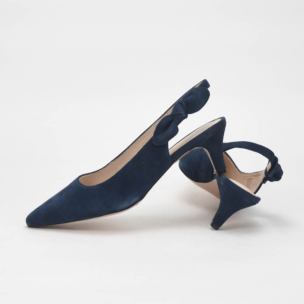 André Escarpins Slingback Daim Bleu Élégants Femme