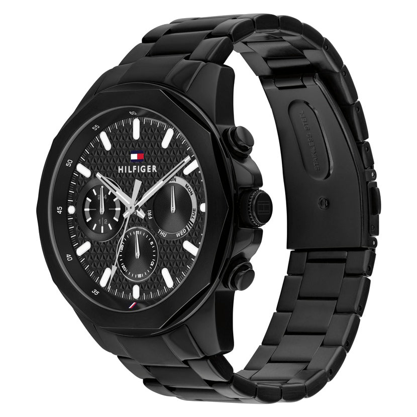 Montre Tommy Hilfiger Acier Inoxydable Noir Élégante Homme