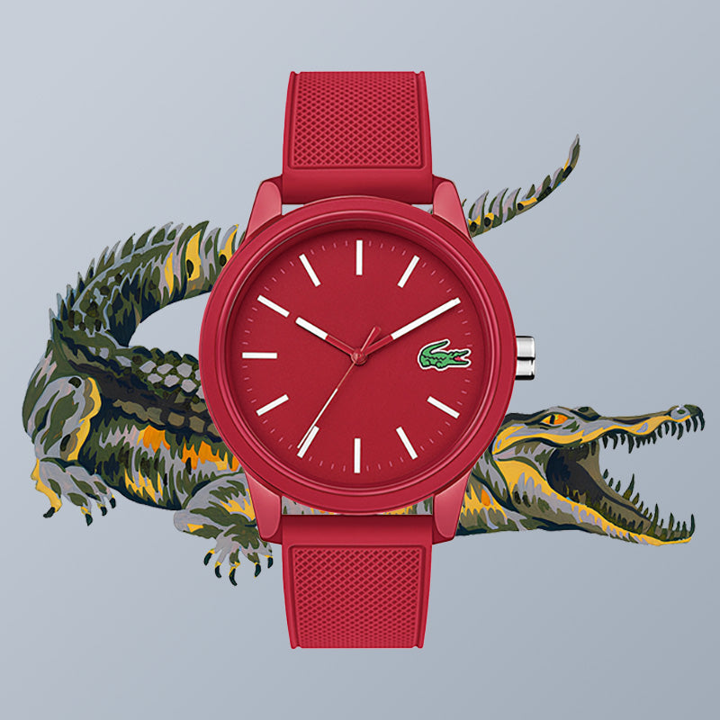 Montre Lacoste Rouge Bracelet Silicone Élégante Unisexe