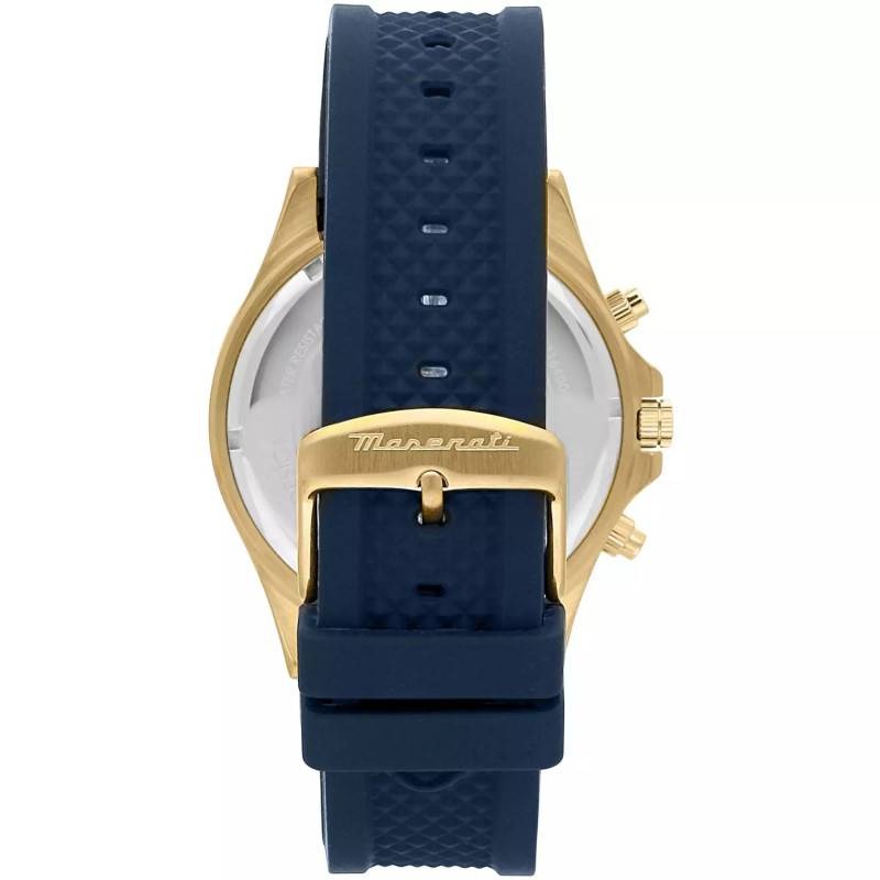 Maserati Montre Chronographe Cadran Bleu Bracelet Silicone Homme