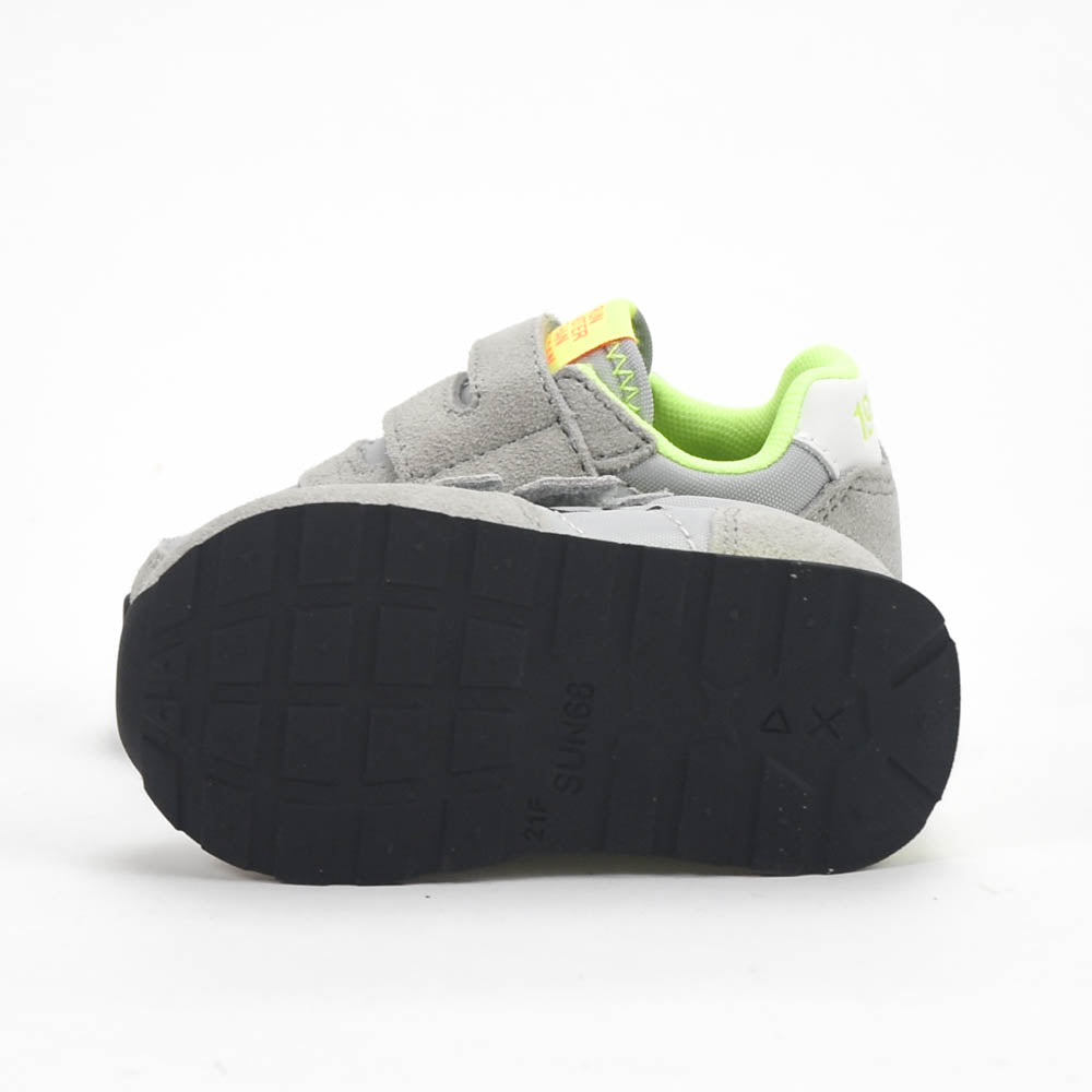 SUN68 Baskets Enfant Confortables Gris et Jaune Fluo