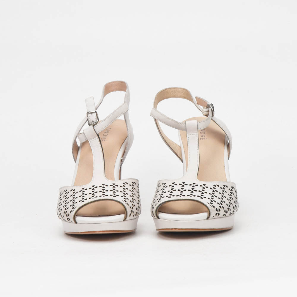 André Sandales à Talons Découpées Blanc Femme