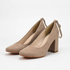 André Escarpins à Talon Bloc Beige Élégants Femme
