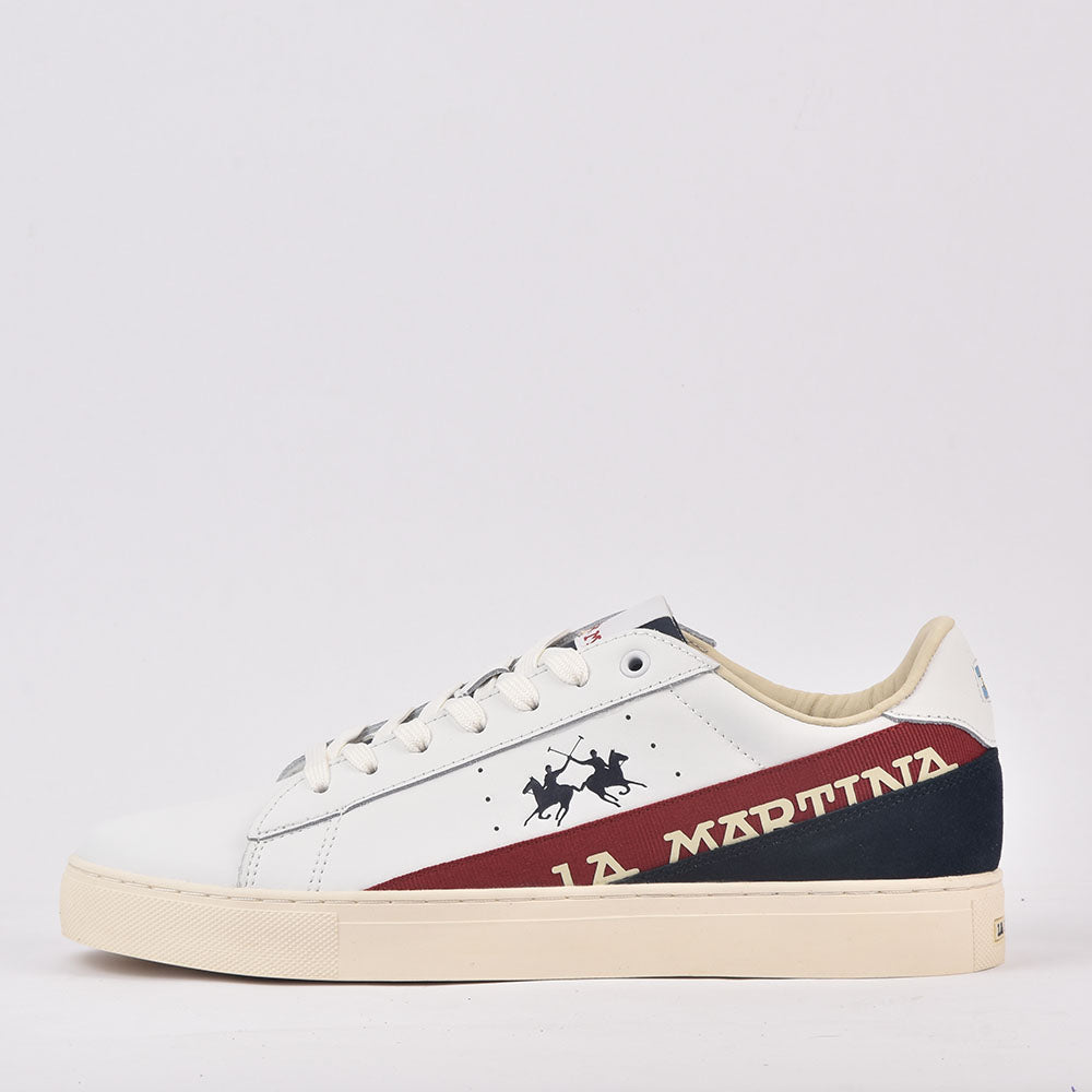 La Martina Baskets en Cuir de Veau Blanc Homme