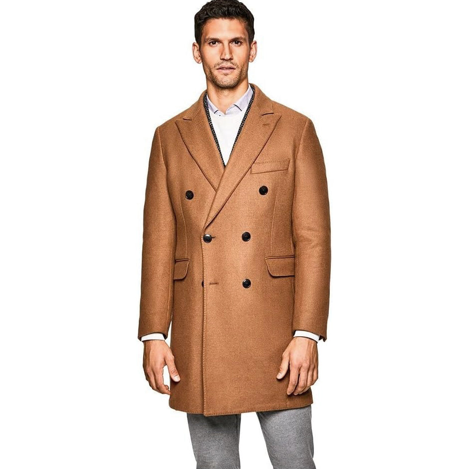 Hackett London Manteau Croisé Camel en Laine Homme