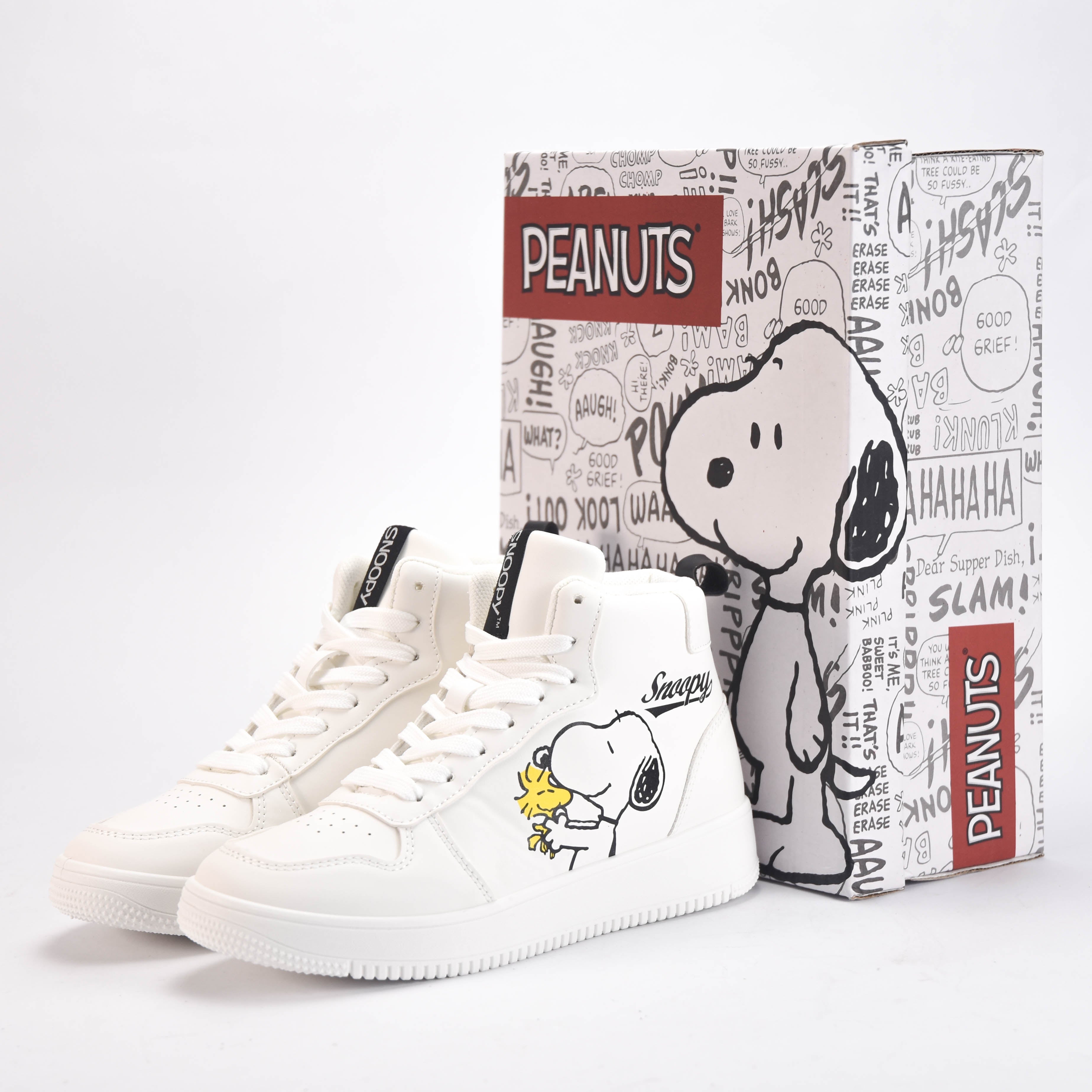 Peanuts Baskets Montantes Snoopy Blanches Femme