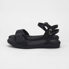 Piccadilly Sandales Confortables Matelassées Noir Femme