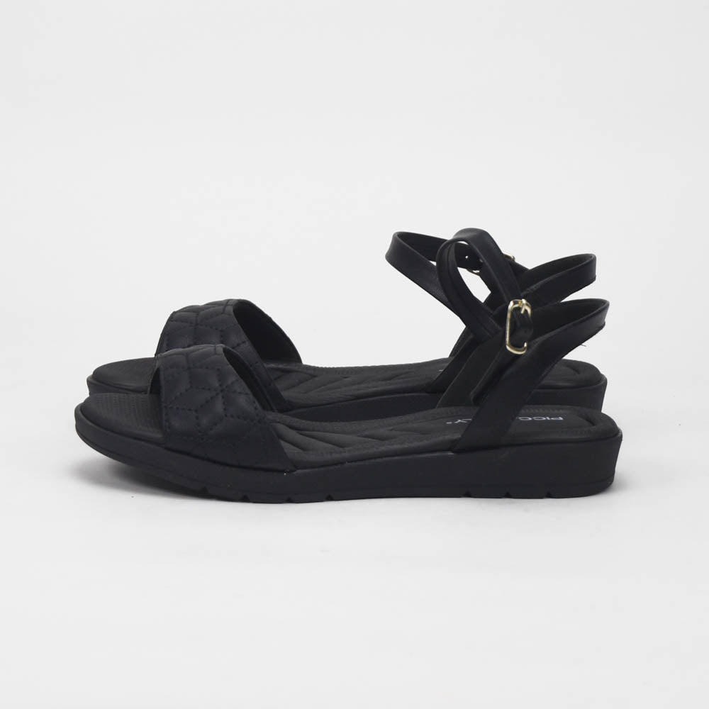 Piccadilly Sandales Confortables Matelassées Noir Femme