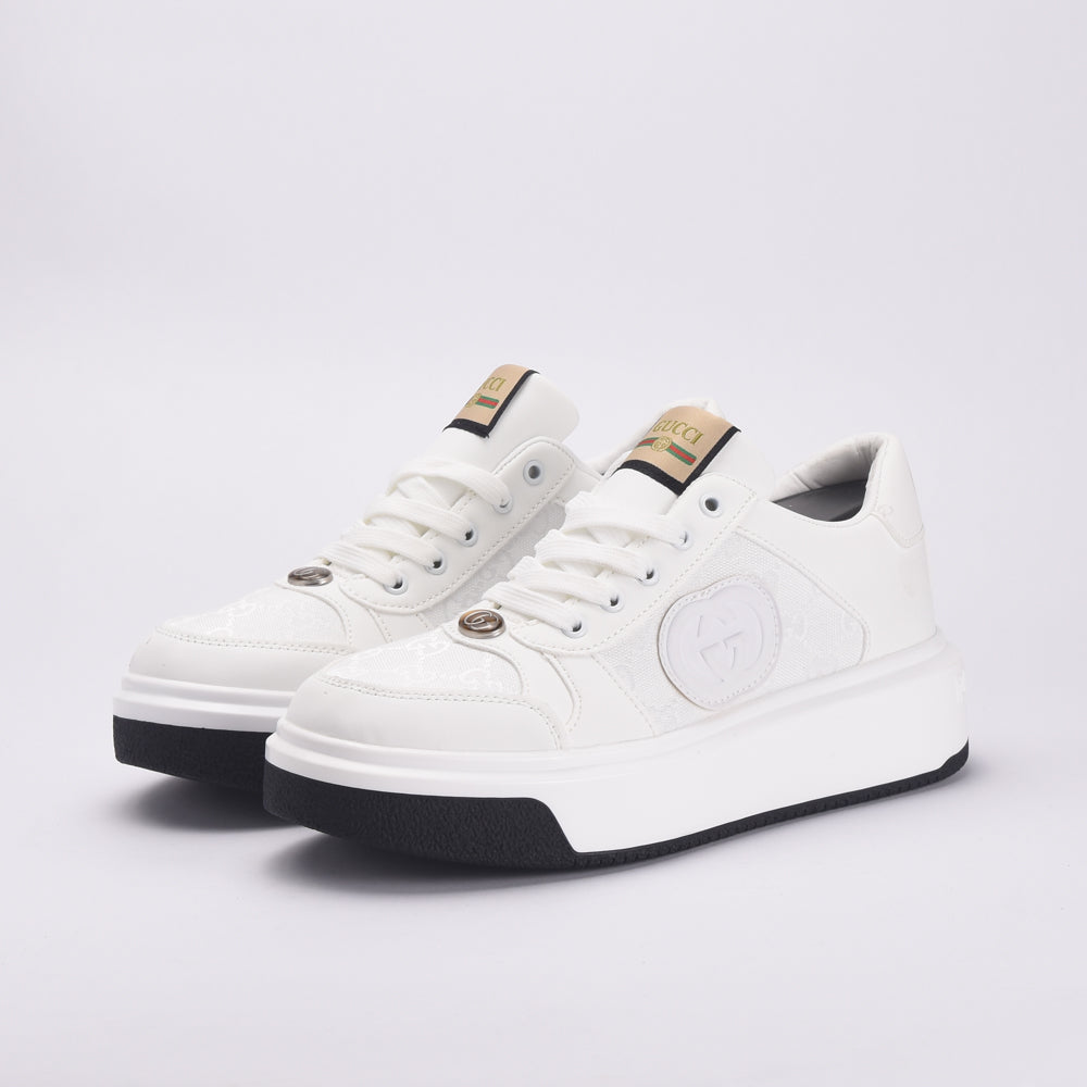 Baskets Plateforme Blanches Style Luxe Femme