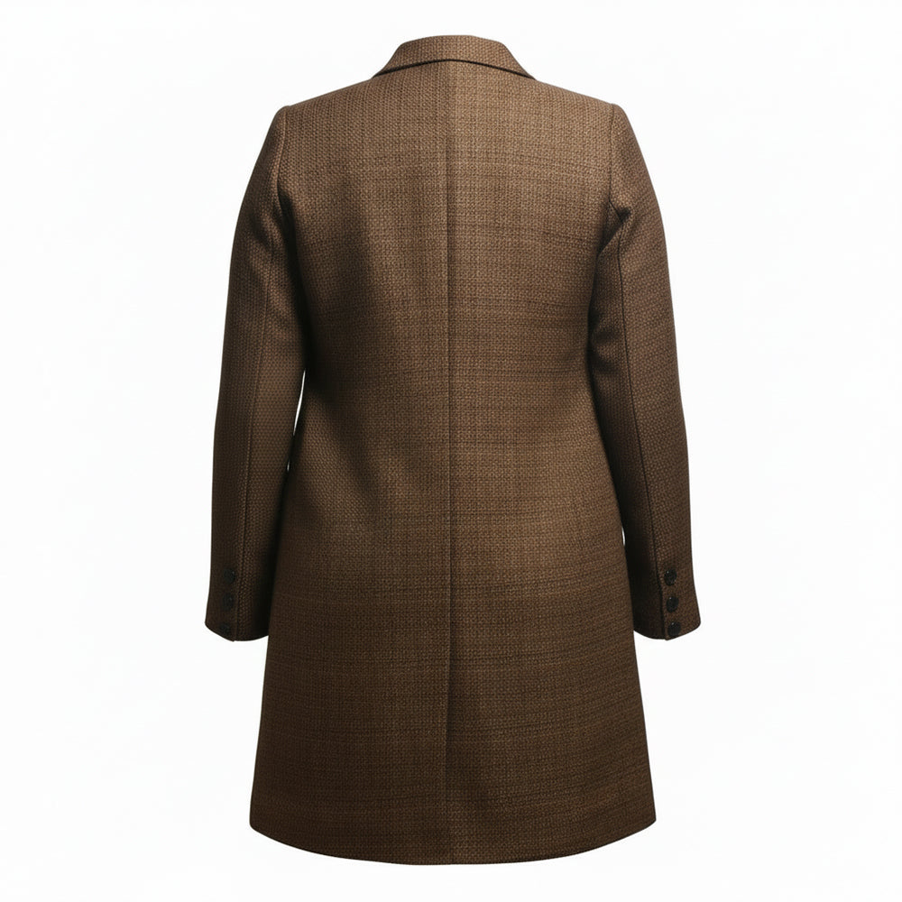 PAK Veste Longue Double Boutonnage Femme Marron