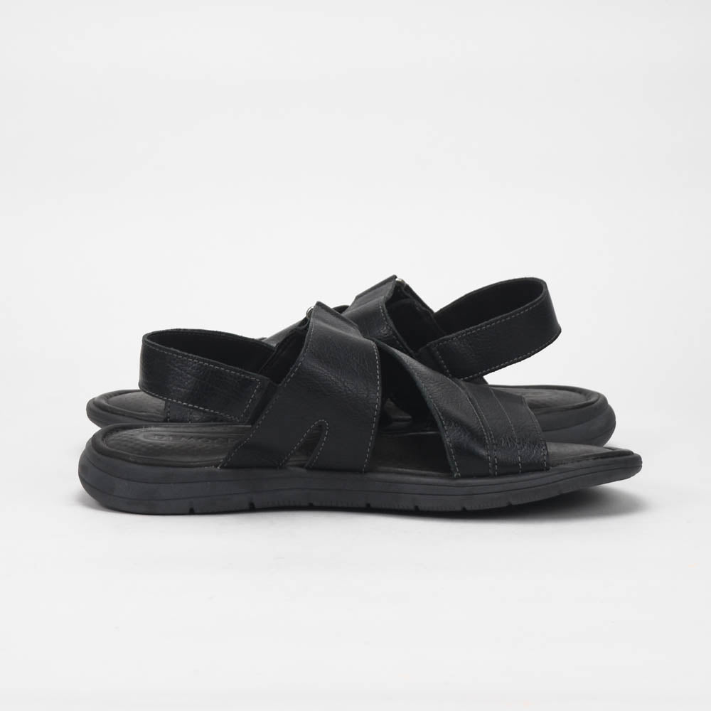 Democrata Sandales Confortables en Cuir Noir Homme