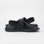 Democrata Sandales Confortables en Cuir Noir Homme