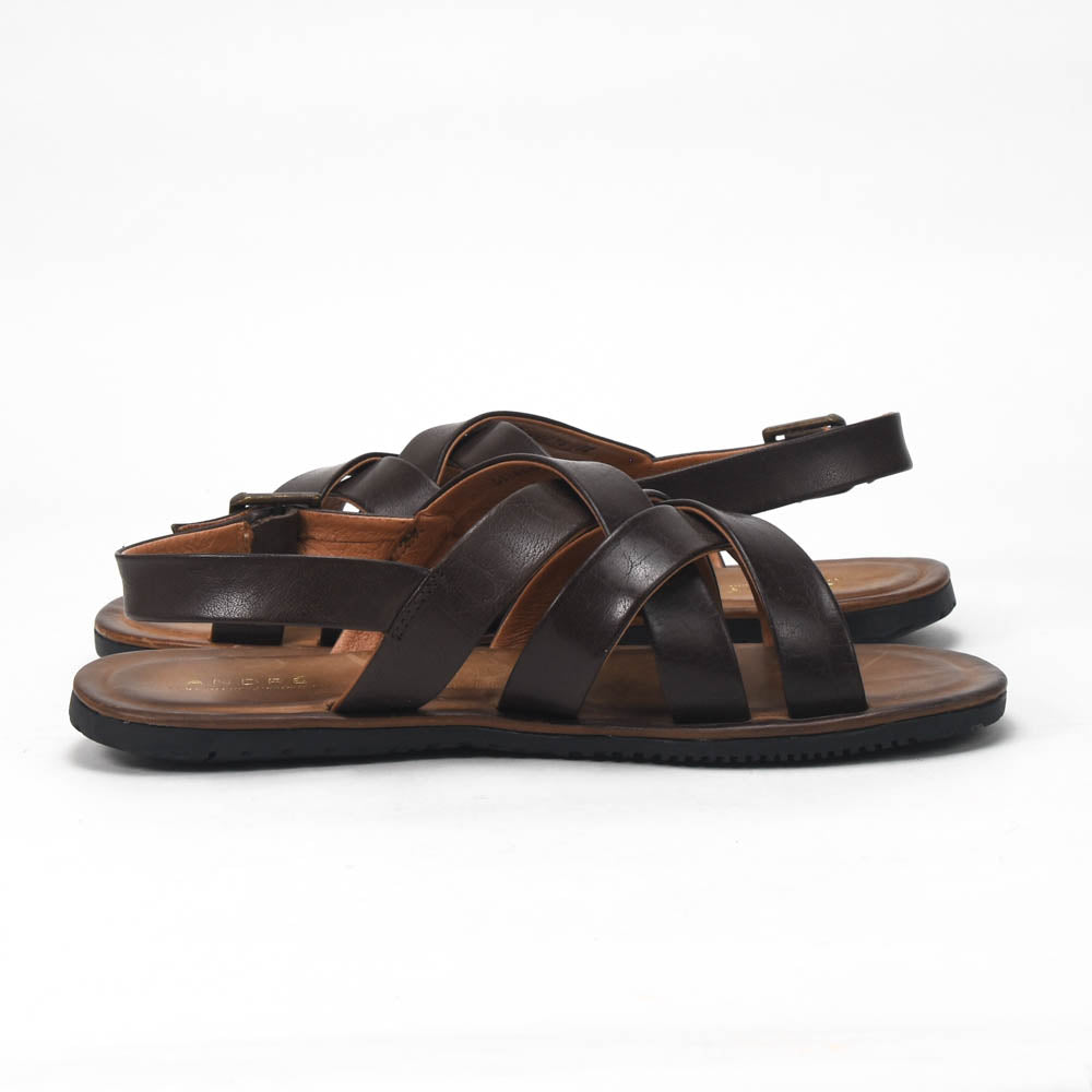 André Sandales en Cuir Marron Confortables Homme