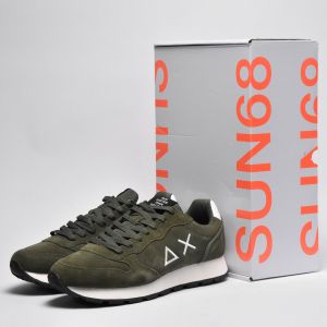 SUN68 Sneakers Tom Suede Vert Militaire Homme
