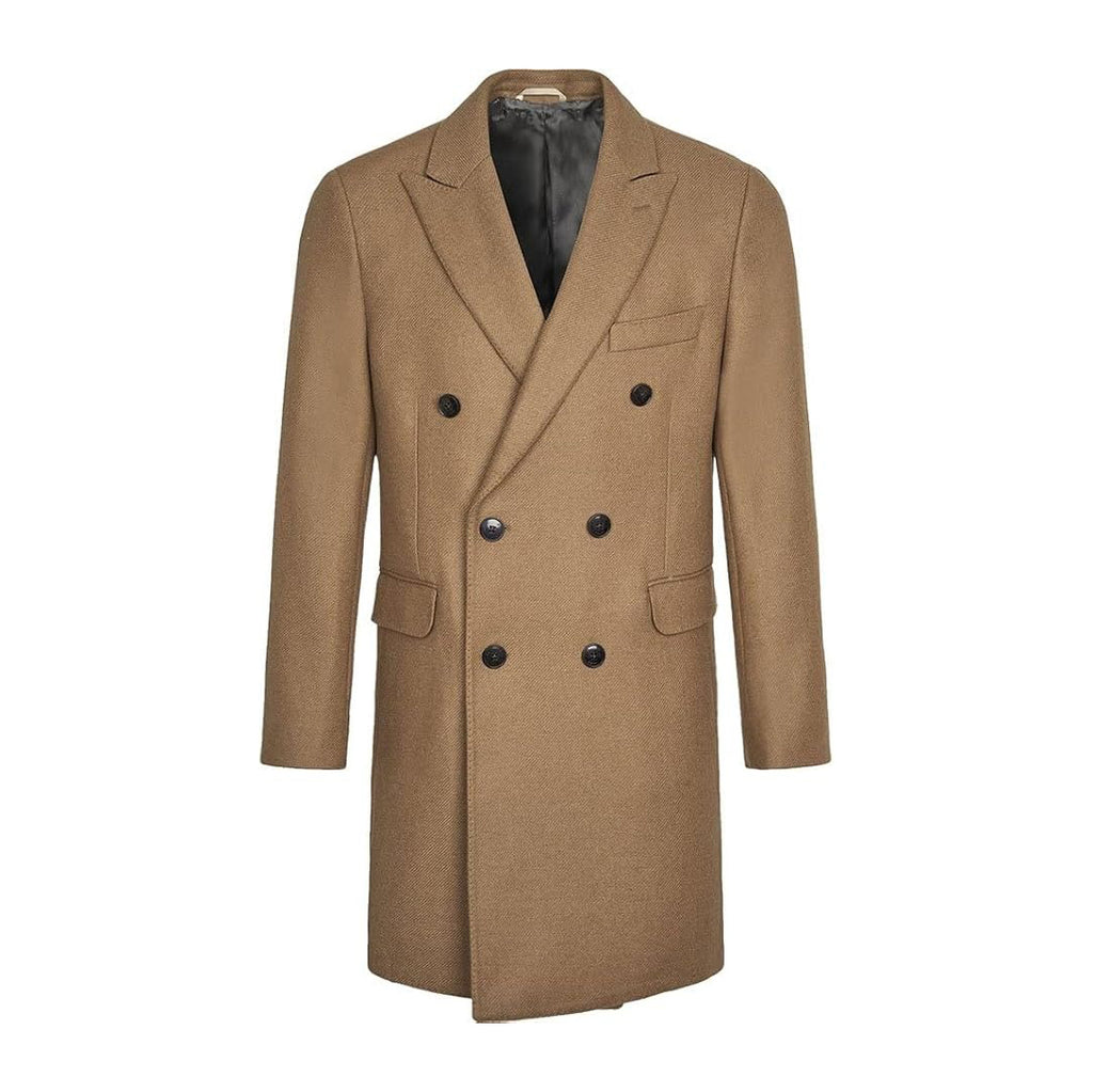 Hackett London Manteau Croisé Camel en Laine Homme