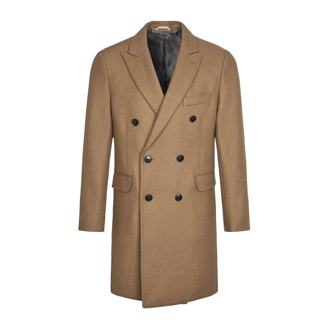 Hackett London Manteau Croisé Camel en Laine Homme