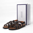 André Sandales en Cuir Marron Confortables Homme