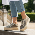 André Baskets Plateforme Toile Femme