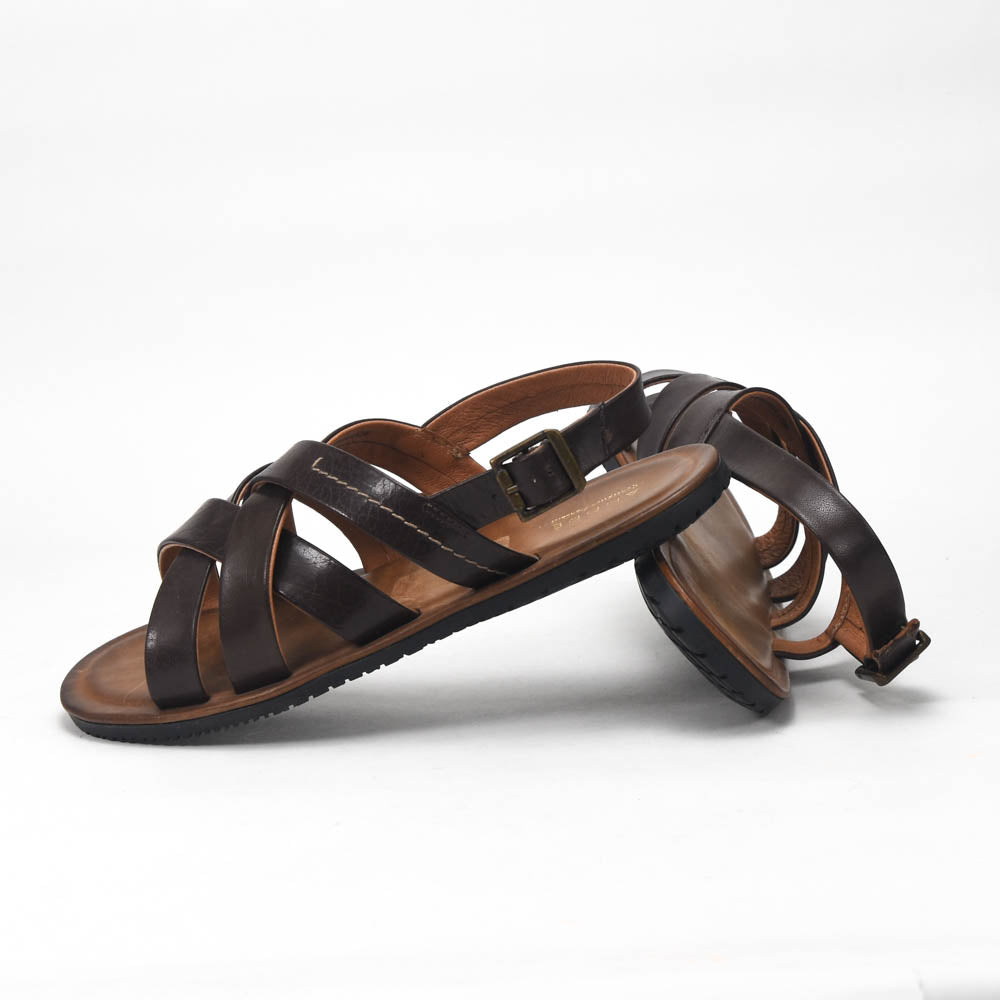 André Sandales en Cuir Marron Confortables Homme