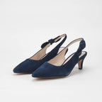 André Escarpins Slingback Daim Bleu Élégants Femme