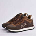 SUN68 Sneakers en Daim et Textile Marron Homme