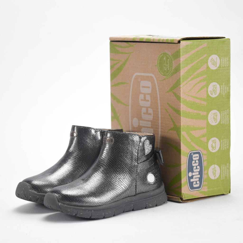 Chicco Bottines Argentées Effet Serpent pour Fille