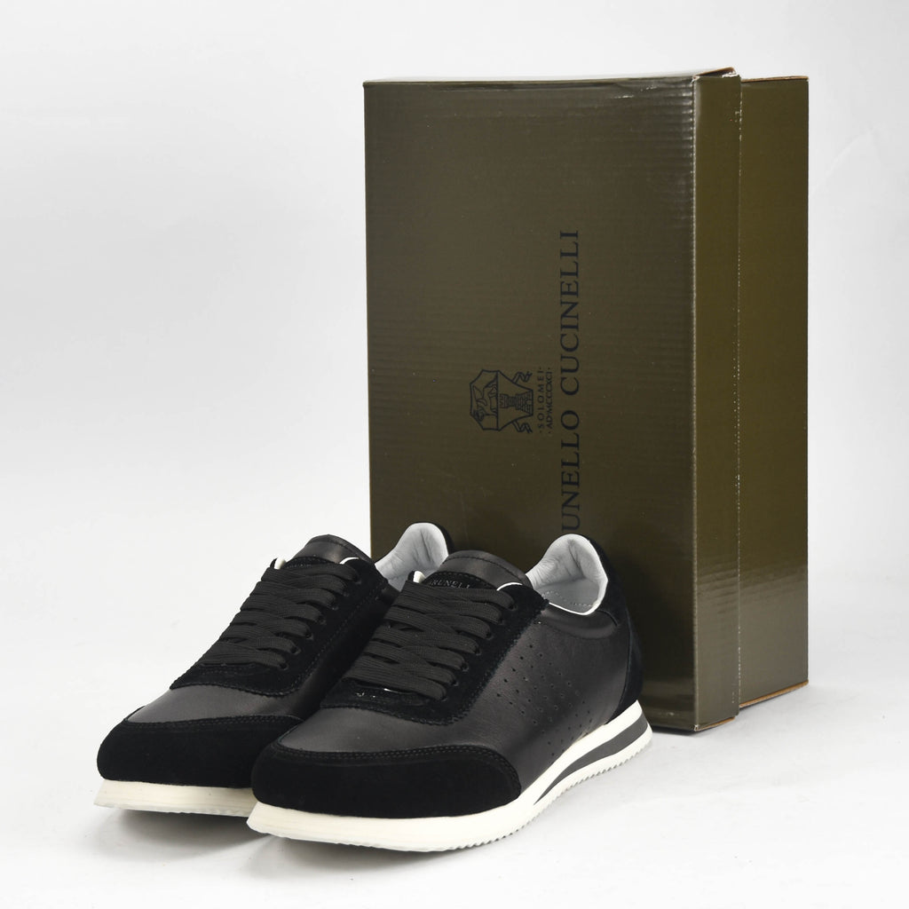 Brunello Cucinelli Baskets Cuir et Daim Noir Homme