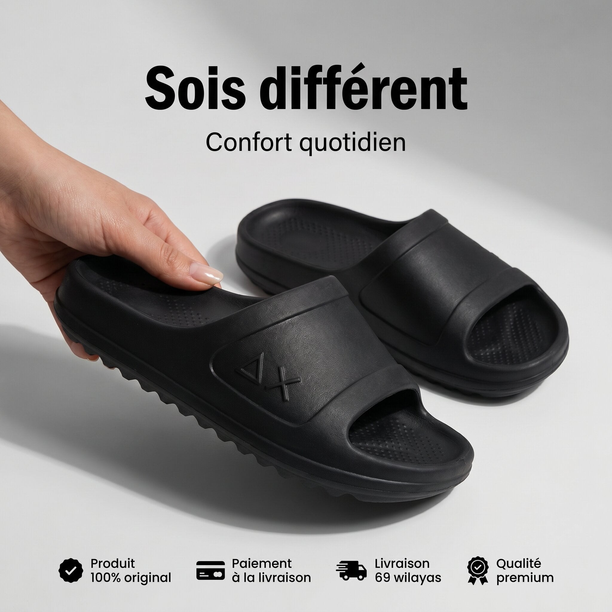 Kimland Claquettes Mono Noir Confortables Homme