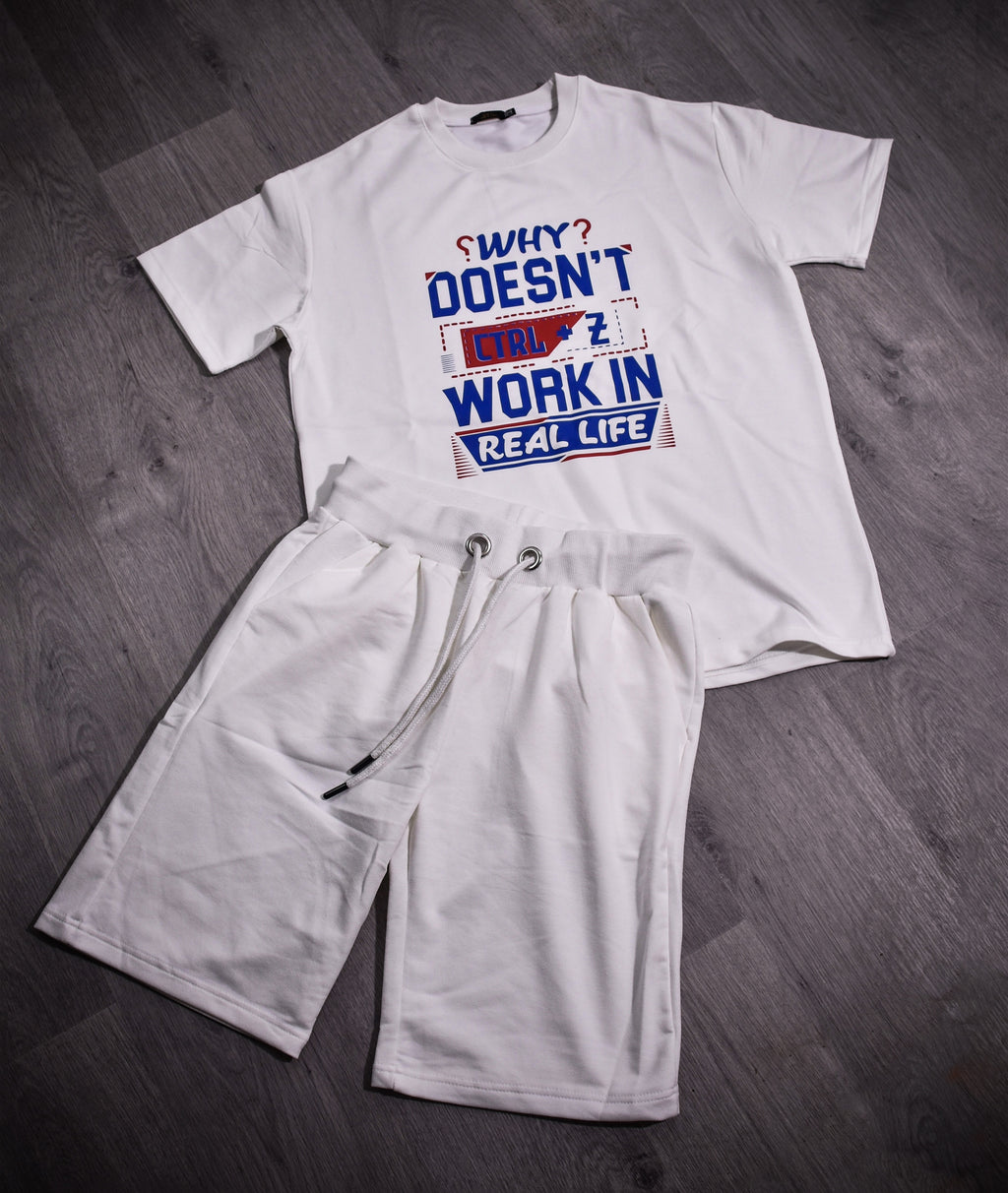 Kimland Ensemble Short et T-shirt Imprimé Blanc Homme