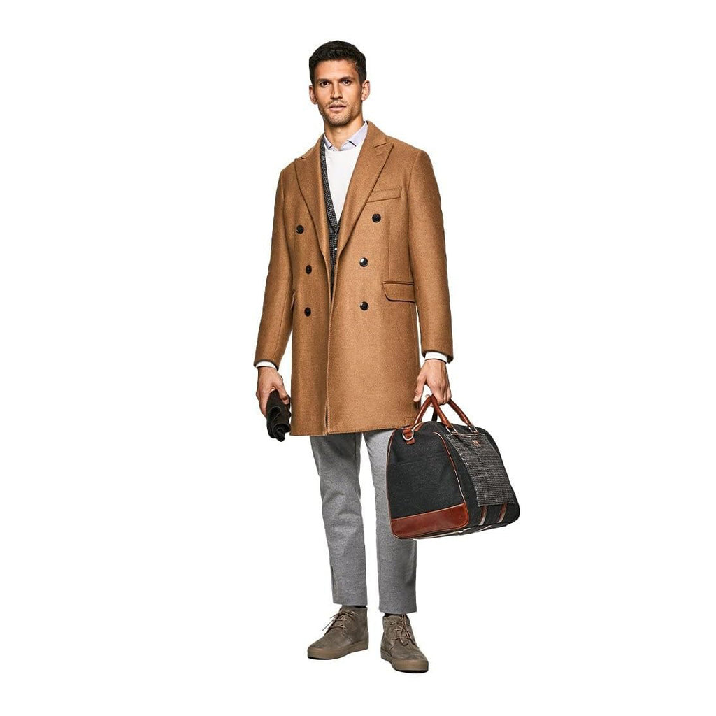 Hackett London Manteau Croisé Camel en Laine Homme
