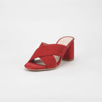 André Mules à Talons Daim Rouge Femme