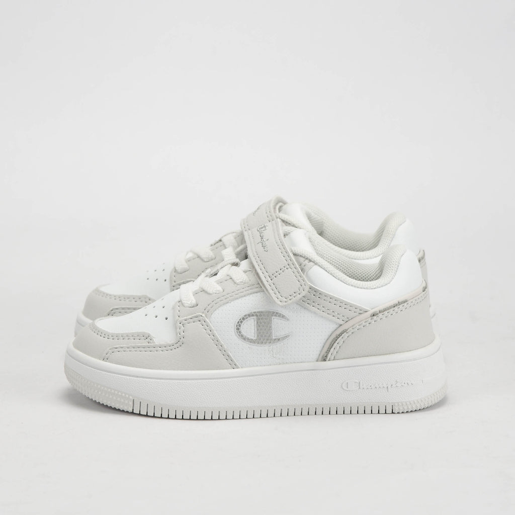 Champion Baskets Rebound Low Scratch Enfant Blanc et Gris