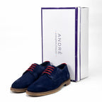 André Chaussures Derby en Daim Bleu Marine Élégantes Homme