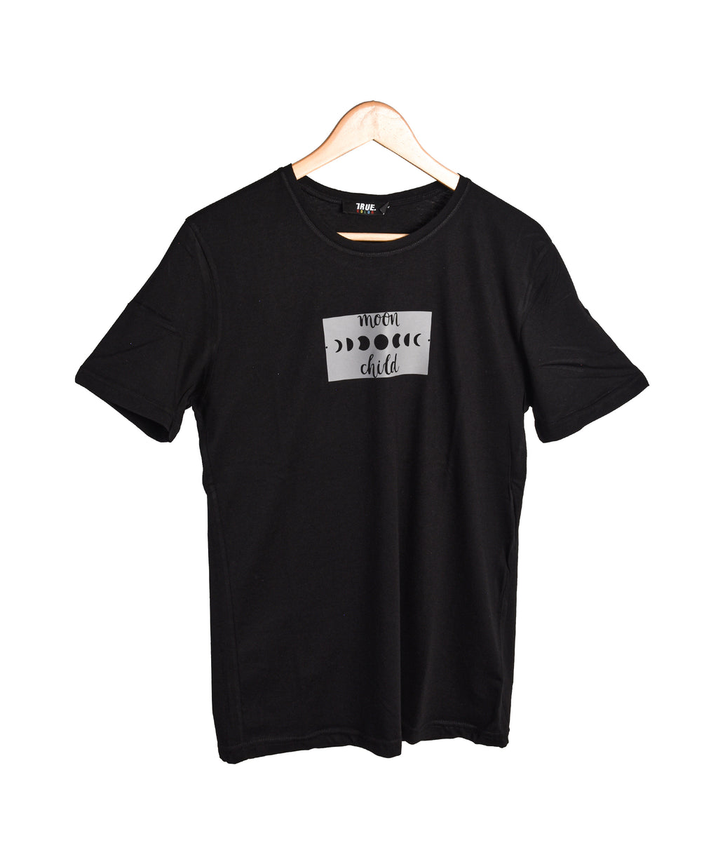 T-shirt Noir Imprimé Moon Child Unisexe
